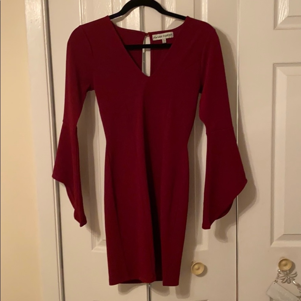 Long sleeve maroon dress